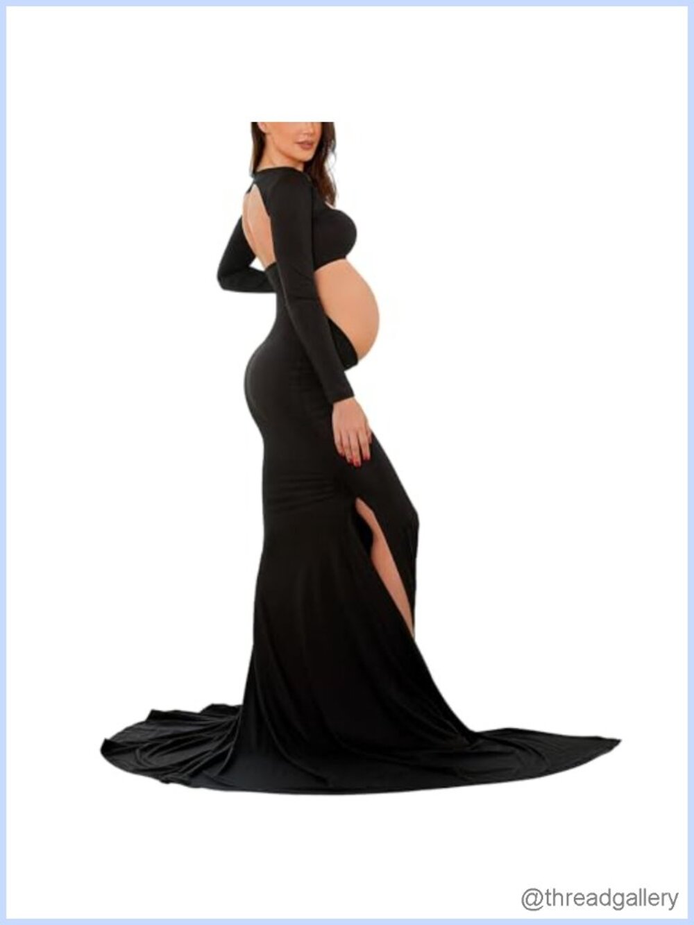 Maternity Maxi Dress Photoshoot Cut-Out Backless Side Split Maternity Gown